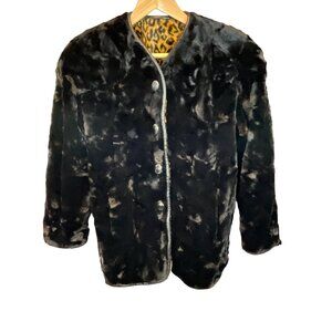 Black Animal Print Reversible Sheared Mink Coat Medium By Dena New York NWT